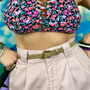 Vintage Tan Belt with Geometric Buckle